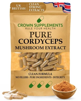 Pure Cordyceps Capsules Extract | Quality Clean Formula | Crown Supplements
