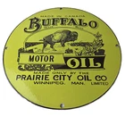 Vintage Buffalo Motor Oil Sign - Heavy Gas Service Pump Plate Porcelain Sign