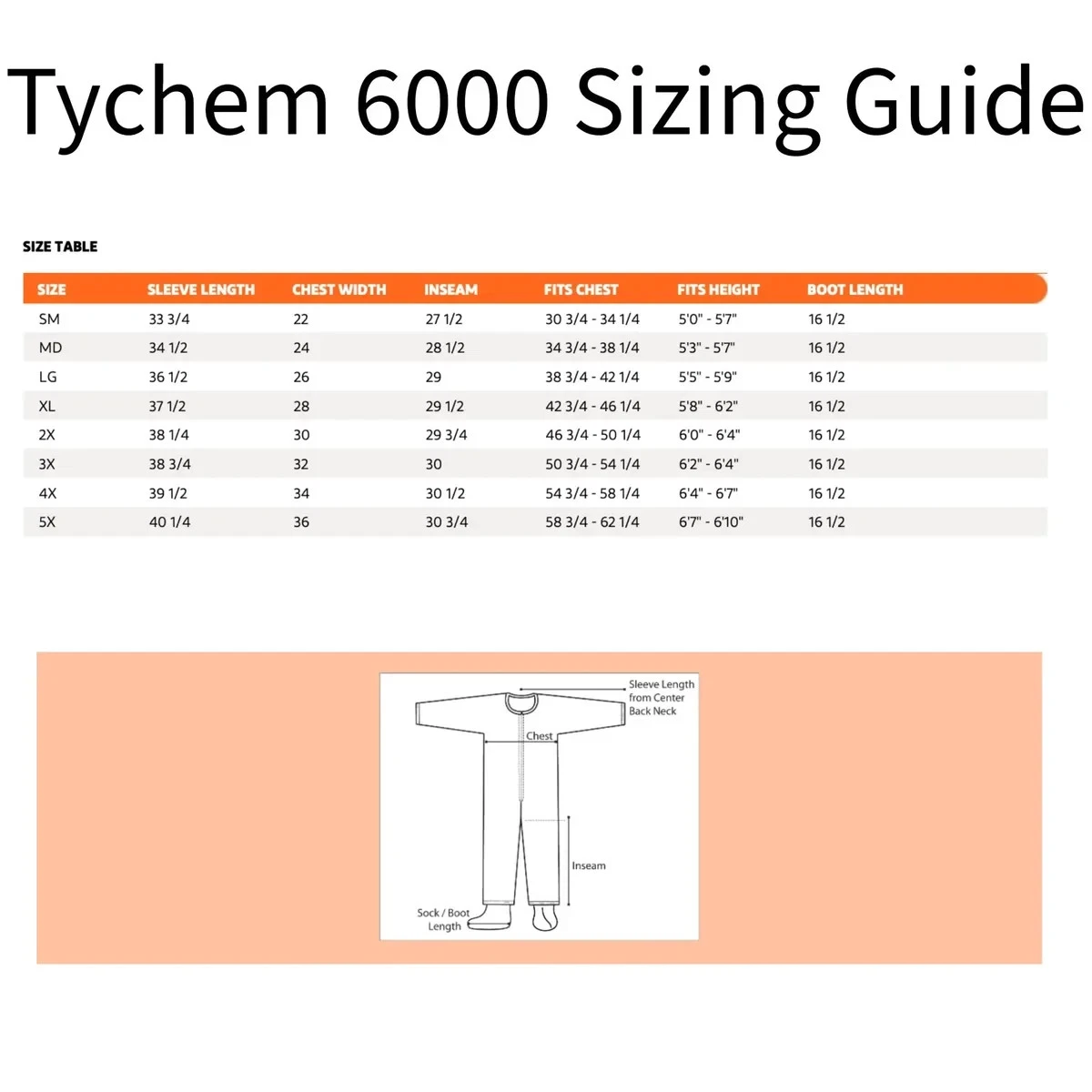 Dupont Tychem 6000 Single Coverall Med, LG, XL,2XL,3XL,4XL, 5XL TF169TGYXX000600 - product detail image 6