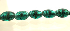 Czech FOIL Beads with FLOWERS 9x12mm Oval Emerald 12 pcs 