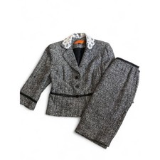 Vintage Cynthia Steffe Butterfly Lace Tweed Skirt Suit