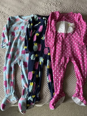 Simple Joys by Carters Fleece Footed Pajamas 2T Girls Sleeper Lot of 3