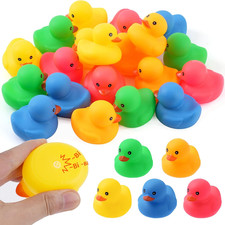 20Pcs Yellow Rubber Ducks Bath Toys, 5 Colors Bathtub Floating Squeaky Duck Bulk