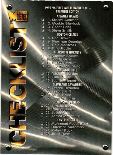 1995-96 METAL UNIVERSE BASKETBALL BASE SINGLES COMPLETE YOUR SET PICK YOUR CARD - Picture 204 of 331