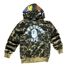 A Bathing Ape BAPE Camo Shark Hoodie Pullover Green ABC Camo Streetwear Men  s S