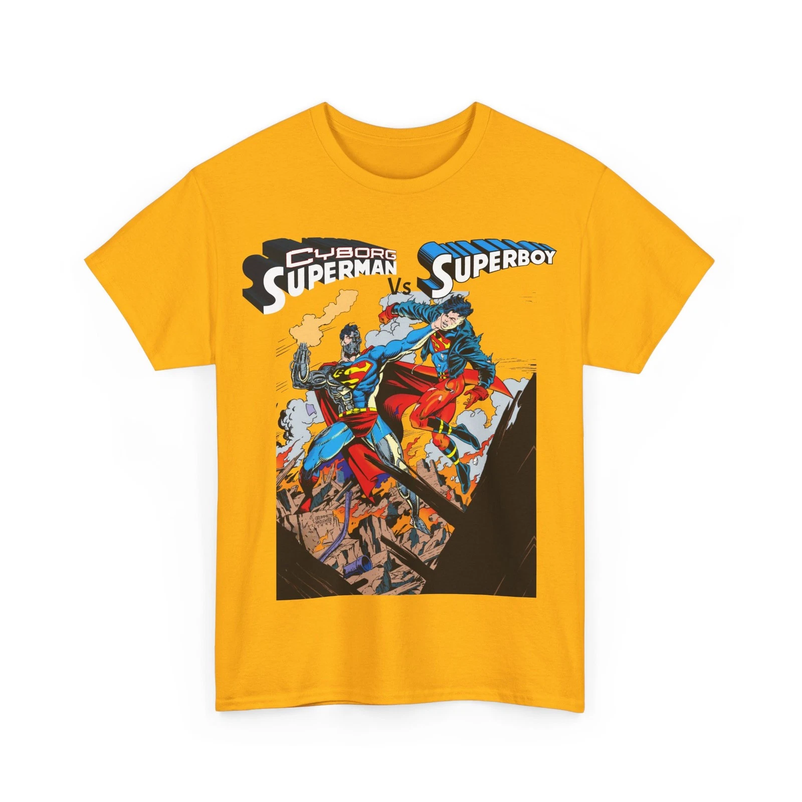 Cyborg Superman Vs Superboy T-Shirt - Tom Grummett Art - DC Comics