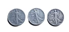1942-P-D-S Walking Liberty Half Dollar Lot 90% Silver, WW-II Era, 3 Piece Set