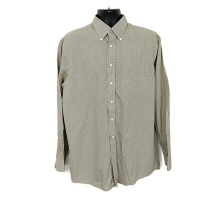 Nordstrom Mens sz Casual Button Up Shirt Green Plaid Long Sleeve  Collared