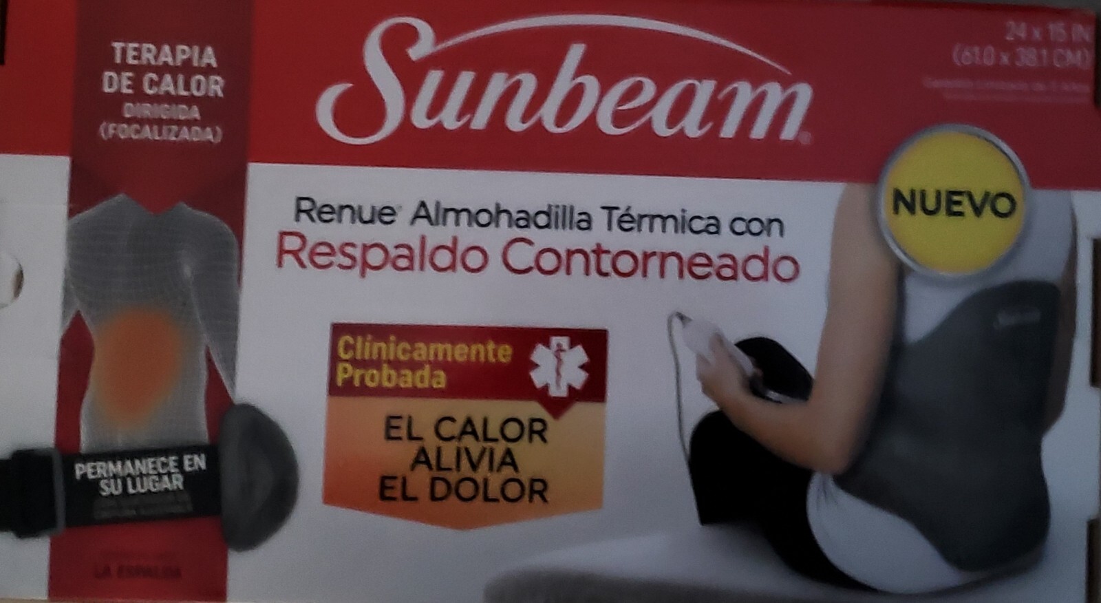 SUNBEAM RENUE CONTOURED BACK HEATING PAD ( 4 HEATING SETTINGS )