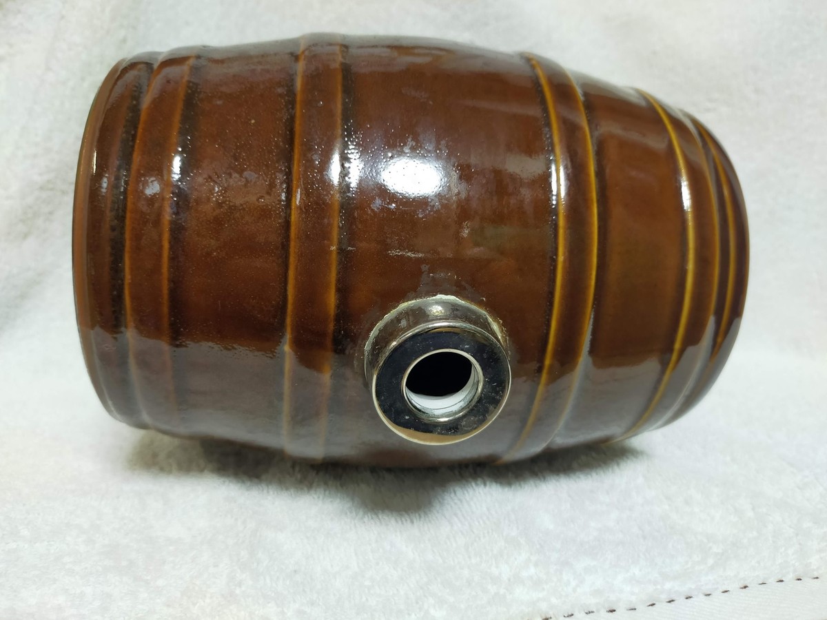 Suntory Whisky Barrel Type Pottery Pot ( empty) Wood Base Vintage