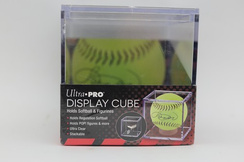 ULTRA PRO SOFTBALL CUBE HOLDER w/ STAND Ball Display Case Acrylic Clear Plastic - Picture 2 of 4
