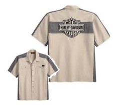99141-10VM Camicia manica corta originale Harley Davidson B&S uomo beige  S-L