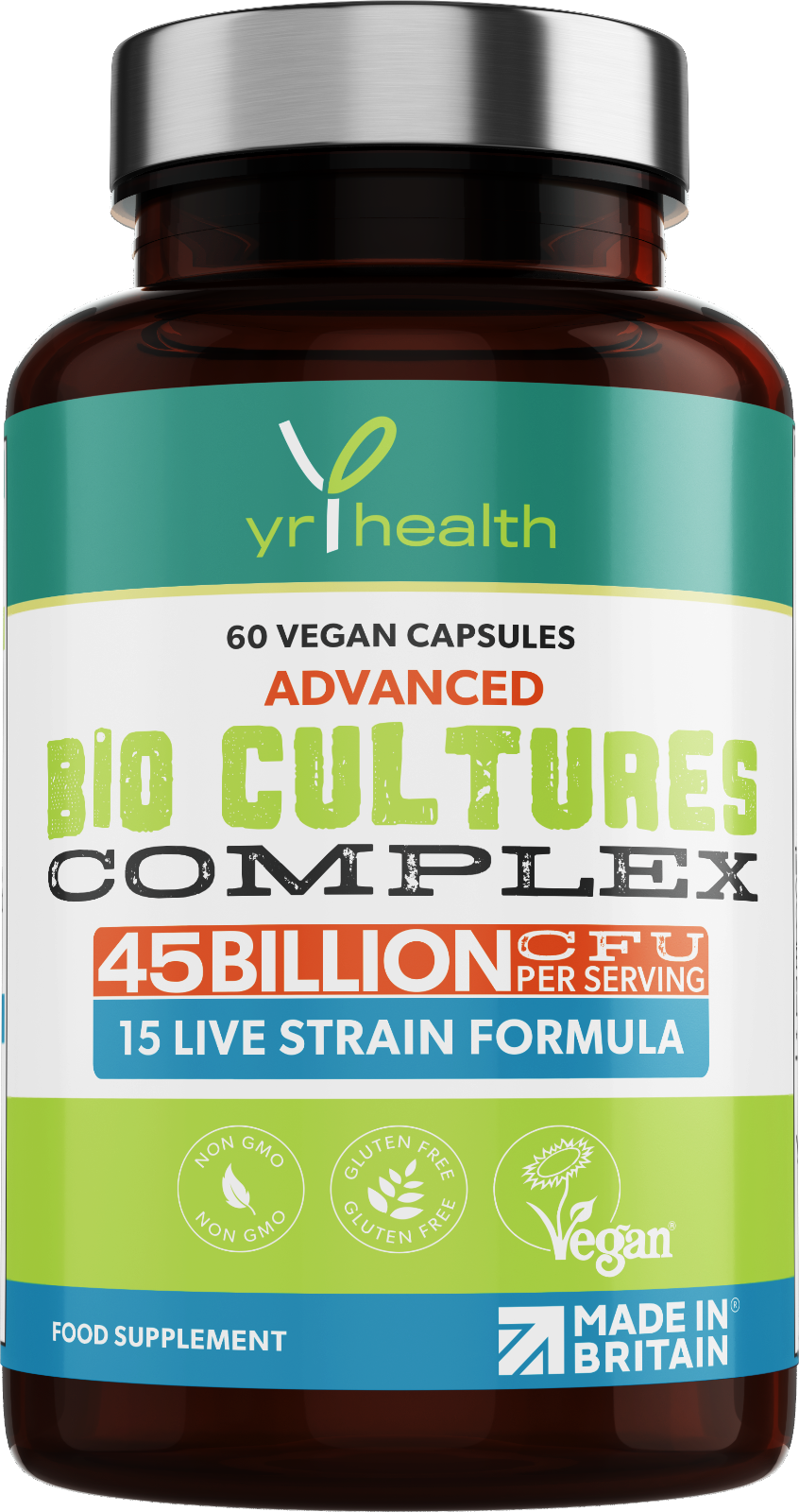 Probiotics Capsules 45 Billion Forming CFU's 15 Good Bacteria Strains 60 Capsule
