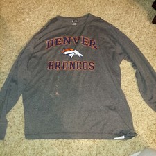 DENVER BRONCOS Long Sleeve T-shirt X-Large NFL Team Apparel Gray AFC