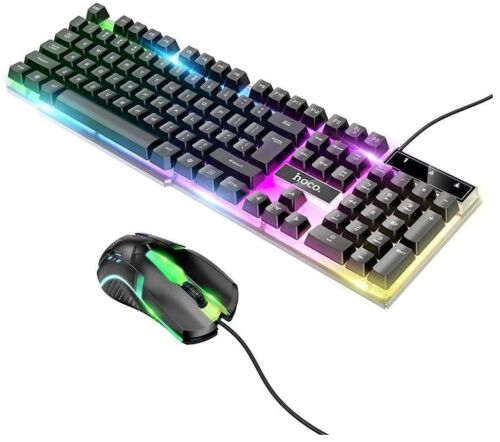 LED USB RGB KEYBOARD ROLLED MECHANICAL GAMING MOUSE KEYBOARD LAYOUT - Picture 1 of 7