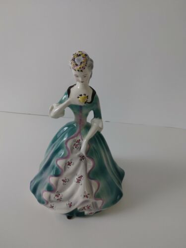 American Goldscheider Corp USA Porcelain Victorian Woman Holding Flower 800 250  - Picture 1 of 4