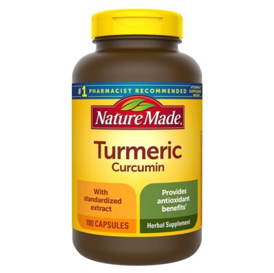 Nature Made Turmeric Curcumin 500 mg 180 Caps  EXP 05/2027+