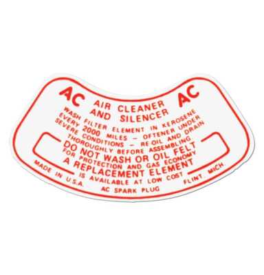 1955-60 Air Cleaner Decal-Oil Bath Type-V8 2bbl. for Chevy, GMC Truck