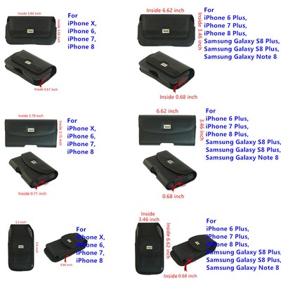 REIKO Leather Carrying Sideways Belt Clip Case Pouch for Apple Samsung Phones