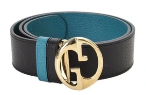 Ceinture réversible Gucci GG 1973 85 34 bleu cobalt neuve avec étiquette