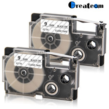 2PK Black on Clear Tape Cartridge XR-9X for Casio KL60 EZ Label 9mm