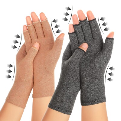 Zexhoor 2 Paar Arthritis Kompressionshandschuhe, Fingerlos für Damen und Herren
