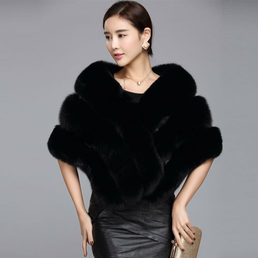 100% Real Genuine Fox Fur Cape Shawl Stole Poncho Ladies Deluxe