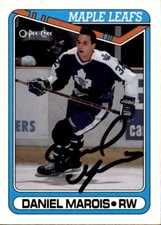Daniel Marois Signed Auto 1990-91 O-Pee-Chee card Toronto Maple Leafs