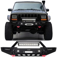 Vijay For Jeep Cherokee 1984-2001 Xj New Front Bumper With 5 X Aluminum Lights Vijay For Jeep Cherokee 1984-2001 Xj New Front Bumper With 5 X Aluminum Lights