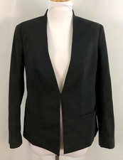 White House Black Market Womens Blazer Solid Black Lined Cotton Polyester 10