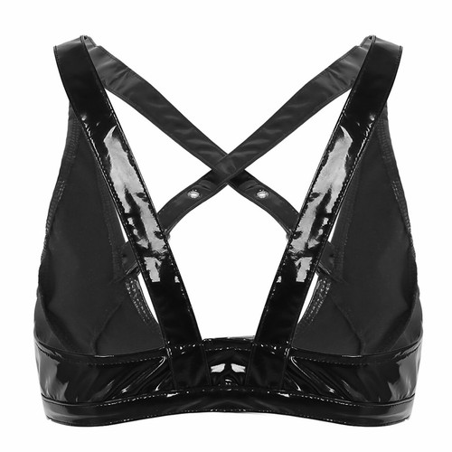 Women Lace Bralette Bra Wetlook Leather Bustier Crop Top Lingerie Underwear Vest - Picture 71 of 89