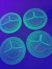 4 Vintage Vaseline Uranium Depression Glass 11 "Divided Dinner Grill Plates bead