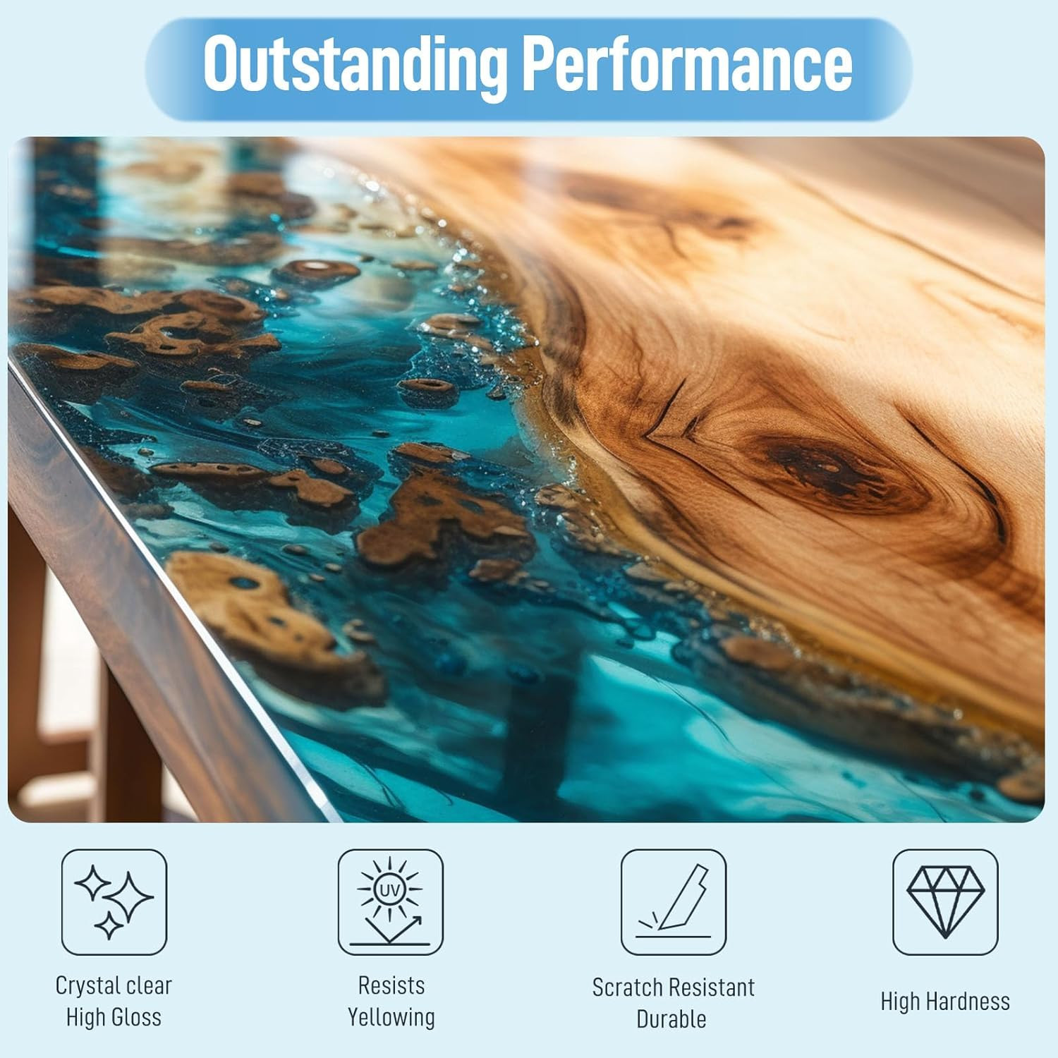 Clear Epoxy Resin Kit 2 Part 32 Oz for Table Bar Top Countertop Wood Food Safe S