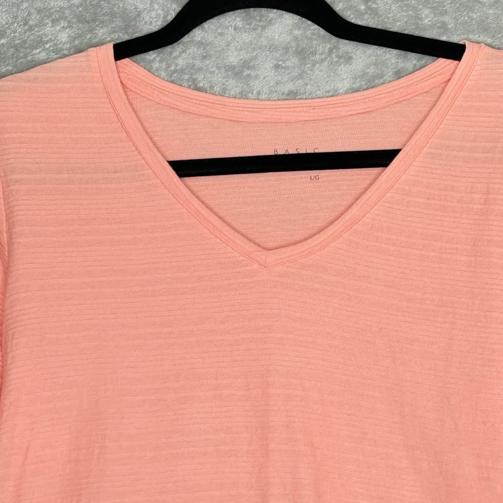 Basic Editions Large Shirt Top Pink Solid Short S… - image 3