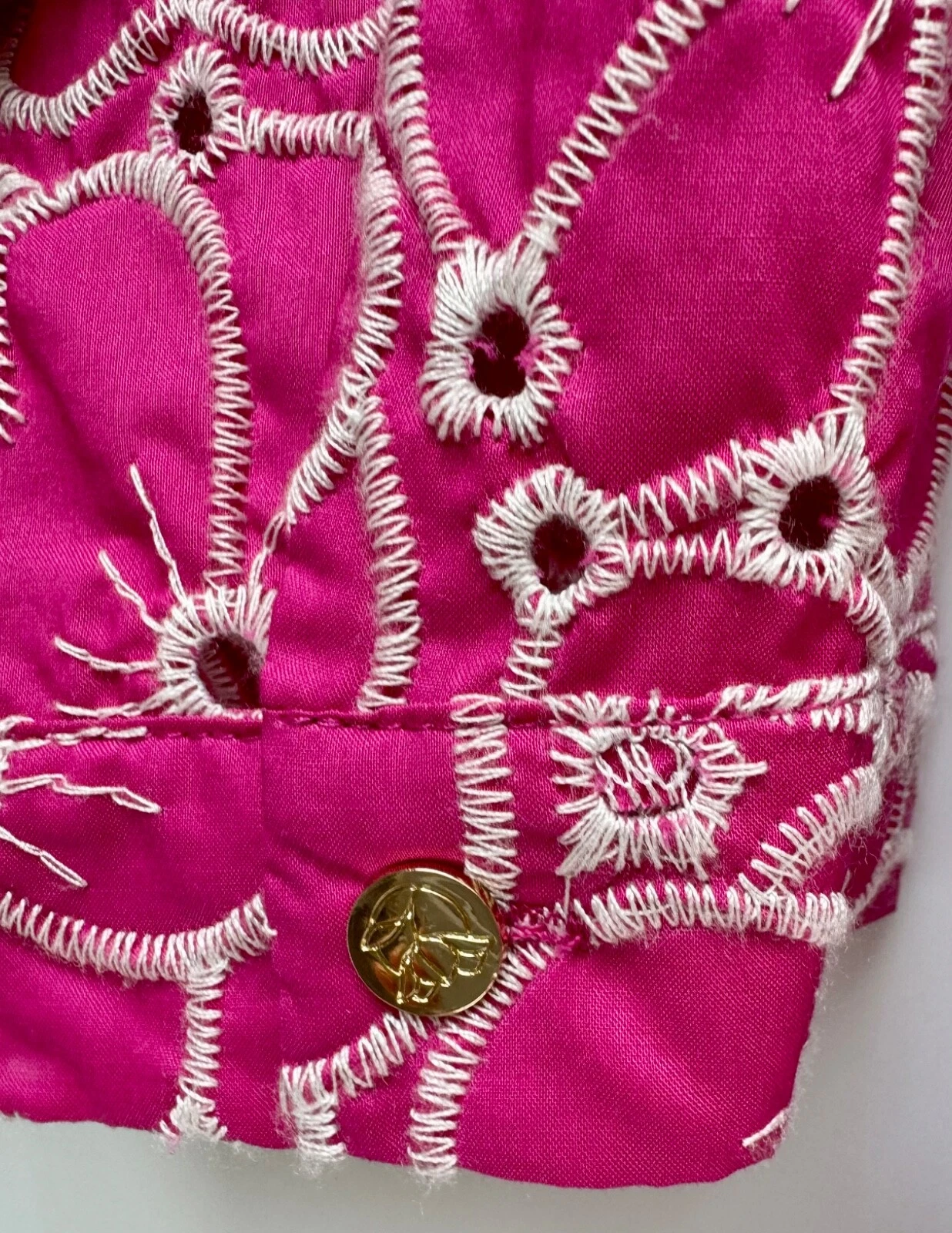 VETEMENTS Abito corto Draper James RSVP ricamato floreale mezza manica fucsia taglia XL