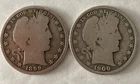 Two 1899 And 1900-O Barber Head Half Dollars AS