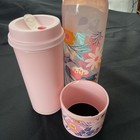 TUPPERWARE 2pc Set-Eco Water Bottle 25 oz & Hot Beverage Blush Meadow Floral NEW — photo 5