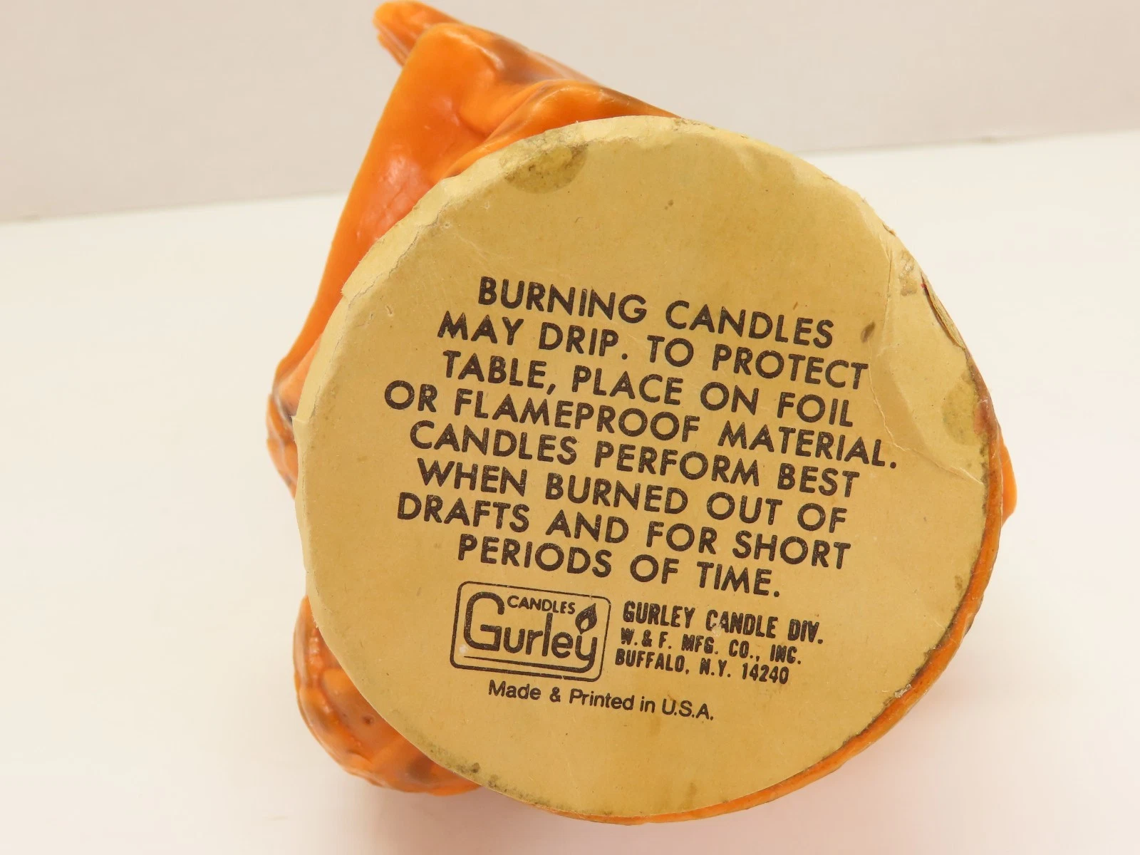 Gurley Turkey Wax Candle Thanksgiving Figurine Orange Vintage Large  6.5"H D2719 image 8