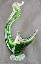 Vintage Murano green glass swan 29cm high