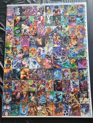 1996 Fleer Ultra Marvel Onslaught 100 Card Factory Uncut Sheet X-Men Avengers