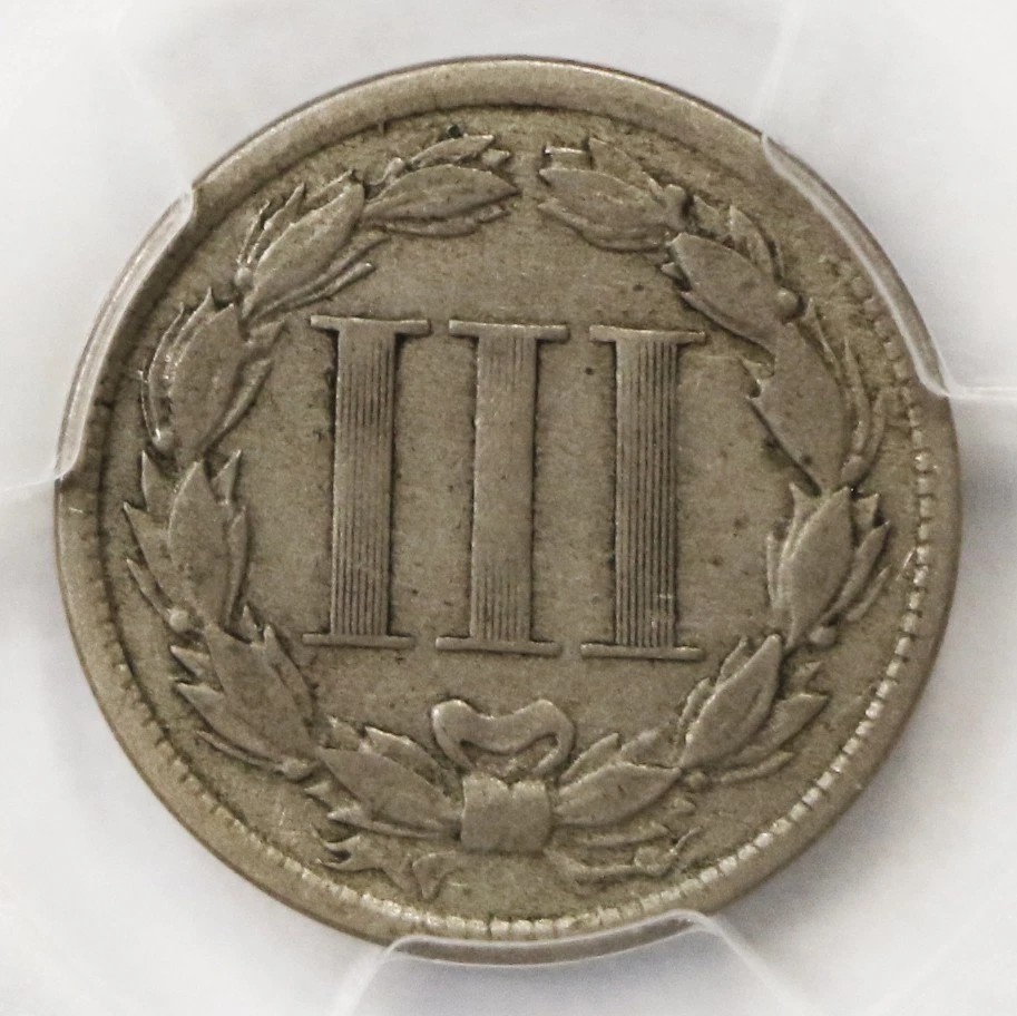 1865 III 3 Cent Nickel 3C U.S. Coin PCGS VF30 Detail - Image 4 of 4