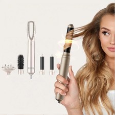 5 In 1 Hair Dryer Hair Straighteners Hair Dryer Brush Hot Air Brush ,Gold