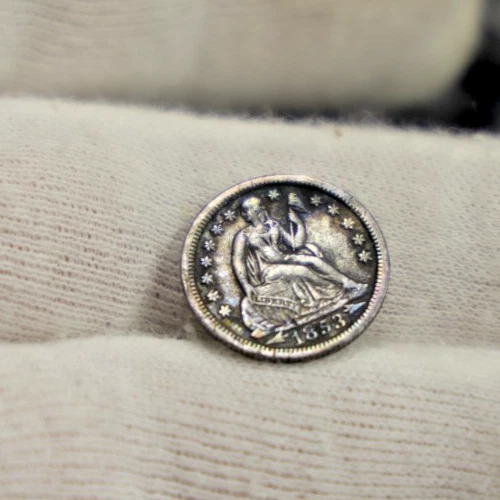 1853 Arrows Seated Liberty Dime 10c Fine+ (Dark)