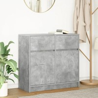 Sideboard Mit Schublade Betongrau 80X34X76 Cm Holzwerkstoff