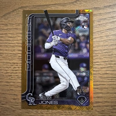 GREG JONES 2025 TOPPS CHROME ROOKIE GOLD REFRACTOR ROCKIES RC 5 /50