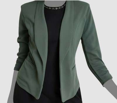 Bar III Women's Green 3/4-Sleeve Shawl-Collar Blazer Jacket Coat Petite Size PM