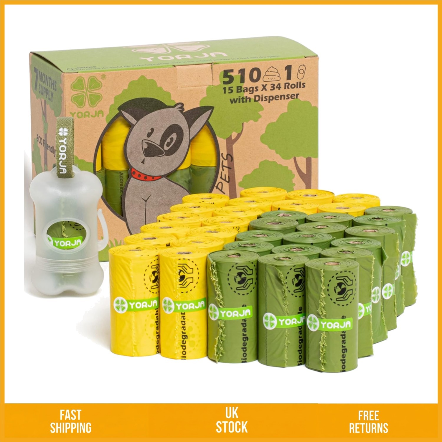 Durable Leak-Proof Biodegradable Pet Poop Waste Bags and Dispenser 510 Count