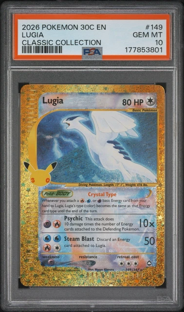  2026 PSA 10 LUGIA POKEMON 30TH CELEBRATION CLASSIC COLLECTION #149  
