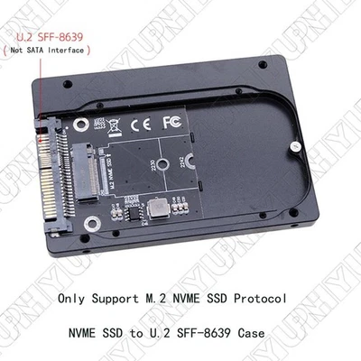 Boîtier adaptateur SSD M. 2 NVME vers U. 2 SFF-8639 Boîtier en aluminium - Photo 1/4