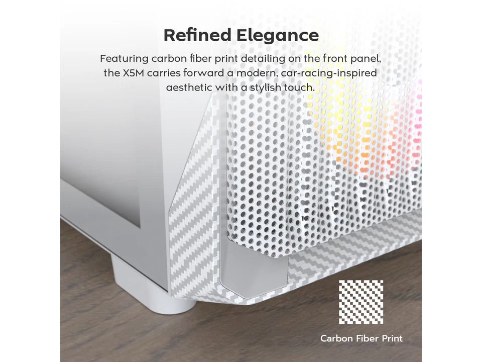 MONTECH X5M- Micro ATX Gaming PC Case, High Airflow, 4x120mm ARGB Fans Pre-insta - Image 3 of 4